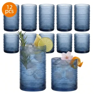 12-Piece Hobnail Drinking Glasses Set, 12oz & 10oz