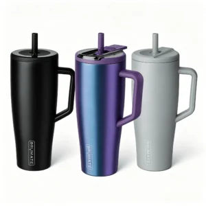 40 oz Tumbler with Handle and Straw   Stainless Steel